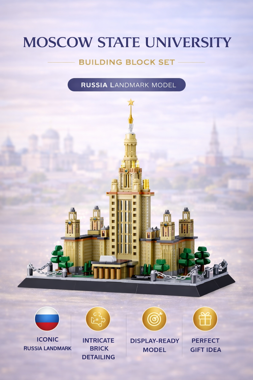 Moscow State University Building Block Set – Russia Landmark Model