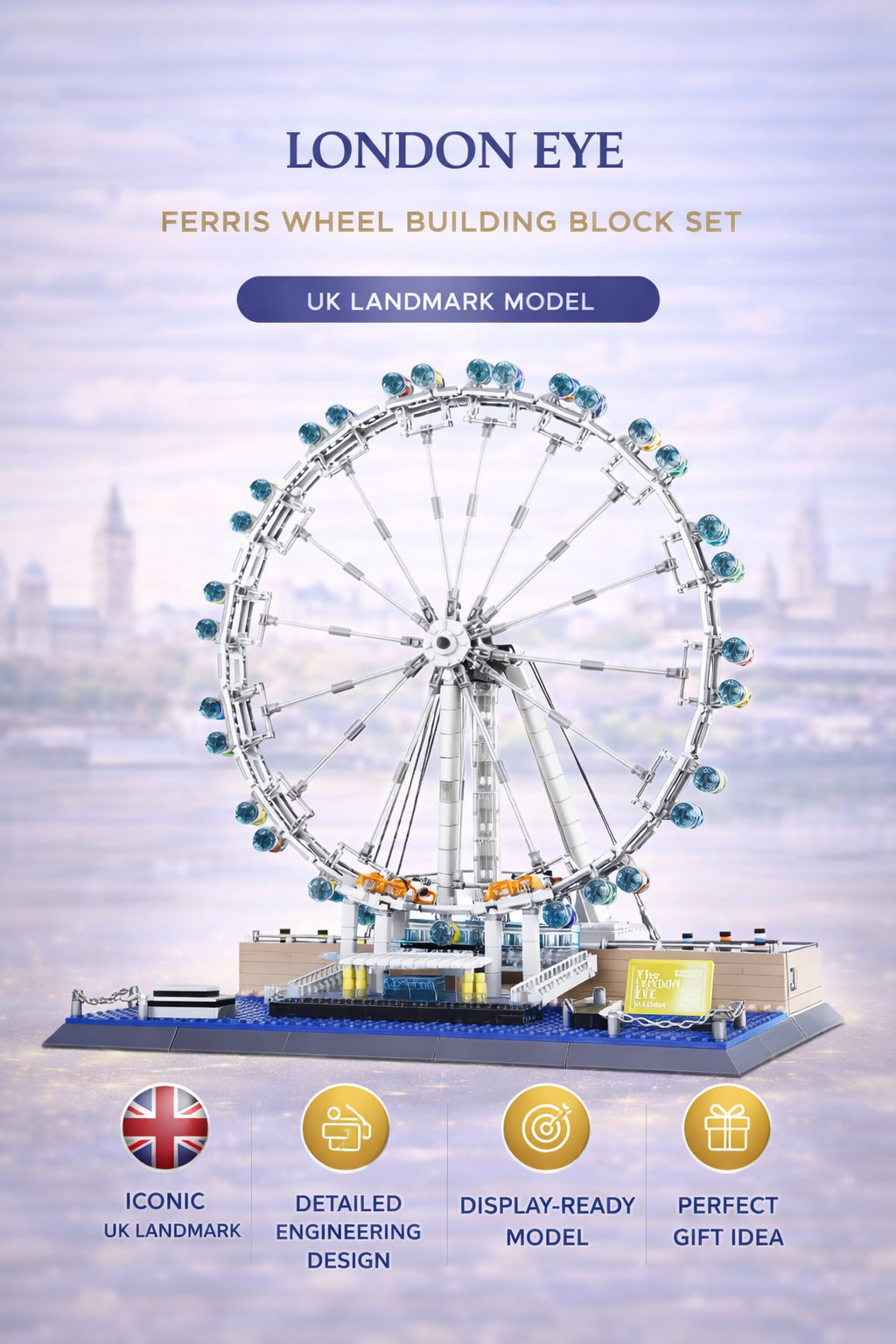 London Eye Ferris Wheel Building Block Set – UK Landmark Model