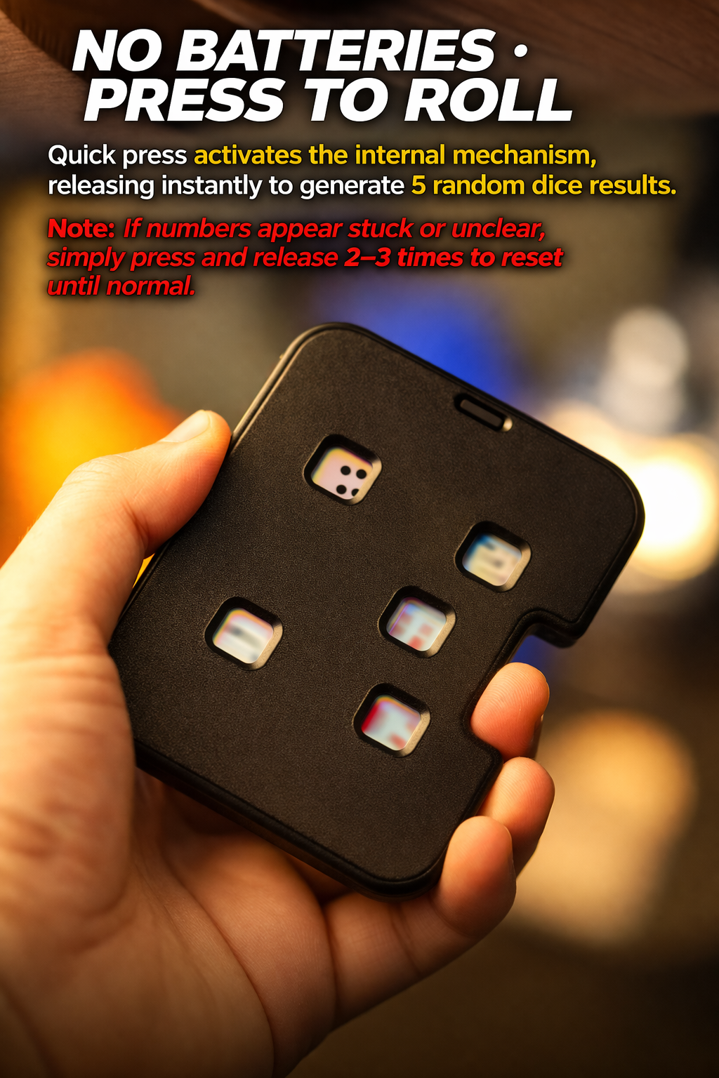 GAMBLER CARD Press-to-Roll Dice Card Game Edc Gadget