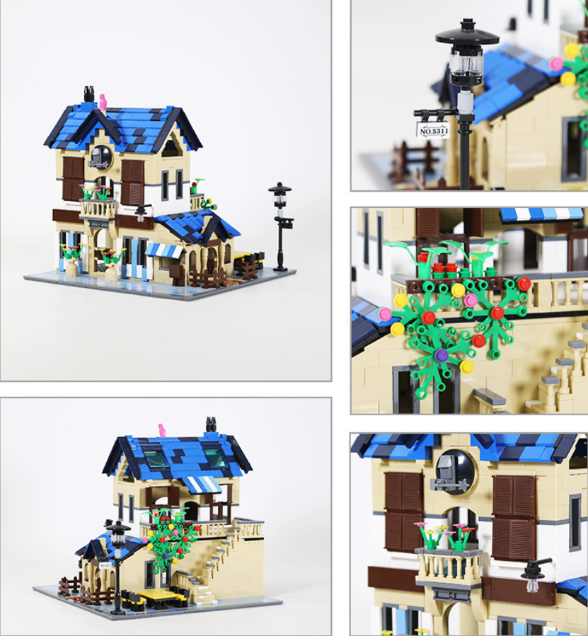 French Country Lodge Building Model Set