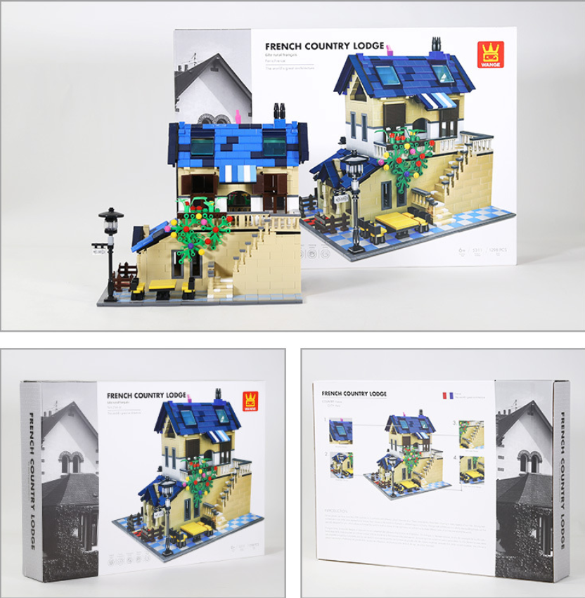 French Country Lodge Building Model Set